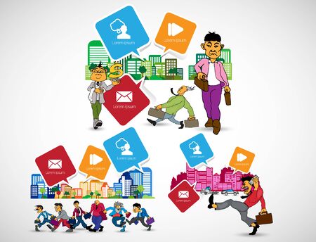 Group of funny cartoon people, vectorのイラスト素材