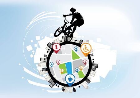 BMX rider on the abstract background, sport vectorのイラスト素材