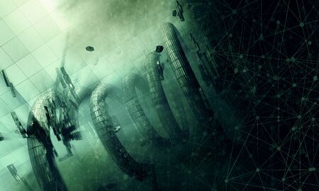 3D rendering of digital technology concept. Ready for banner