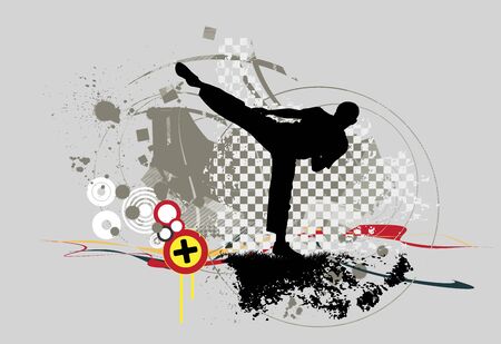 Young male karate warrior. Healthy lifestyle. Martial arts. Vectorのイラスト素材
