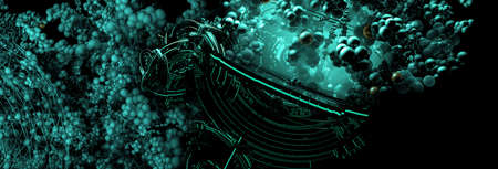 3D illustration of abstract technology digital hi tech concept ready for banner background