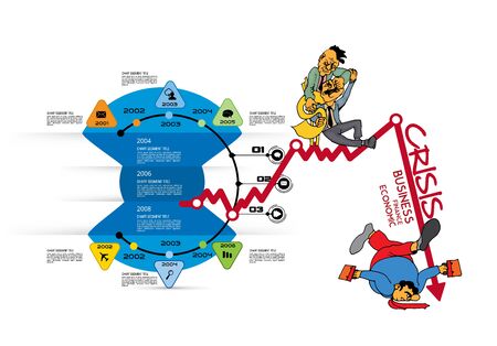 Crisis impact on global economy and stock markets. Financial crisis concept illustrationのイラスト素材
