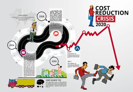 Crisis impact on global economy and stock markets. Financial crisis concept illustrationのイラスト素材
