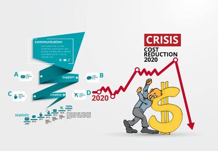 Vector illustration of business person and down arrow stocks graphのイラスト素材