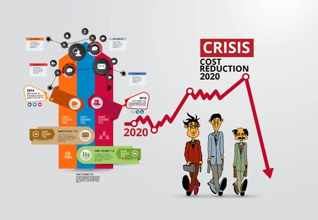 Vector illustration of business person and down arrow stocks graphのイラスト素材