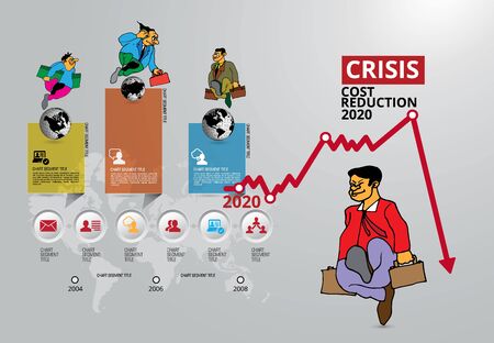Vector illustration of business person and down arrow stocks graphのイラスト素材