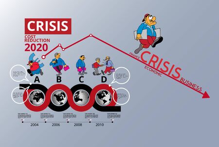 Crisis impact on global economy and stock markets. Financial crisis concept illustrationのイラスト素材