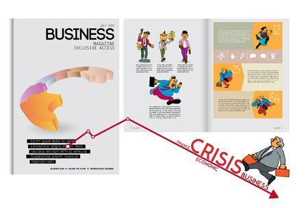 Crisis impact on global economy and stock markets. Financial crisis concept illustrationのイラスト素材