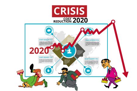Vector illustration of business person and down arrow stocks graphのイラスト素材