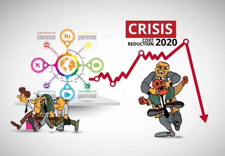 Crisis impact on global economy and stock markets. Financial crisis concept illustrationのイラスト素材