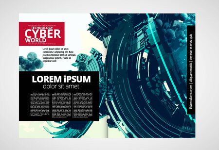Printing magazine with 3D rendering technology concept easy to editableのイラスト素材