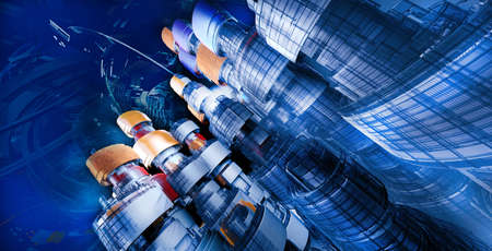 3D illustration of abstract technology digital hi tech concept ready for banner background