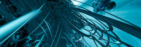 Big data and cybersecurity 3D illustration. Global database intelligenceの写真素材