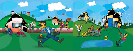 Vector business concept for internet banners, social media banners, headers of websitesのイラスト素材