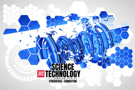 Vector abstract technology digital hi tech background, 3D illustrationのイラスト素材