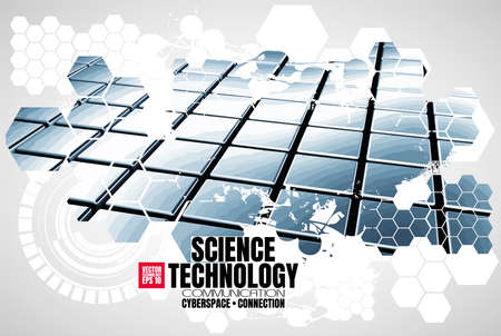 Vector abstract technology digital hi tech background, 3D illustrationのイラスト素材