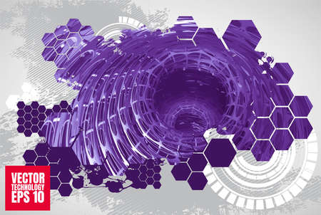 Vector abstract technology digital hi tech background, 3D illustrationのイラスト素材