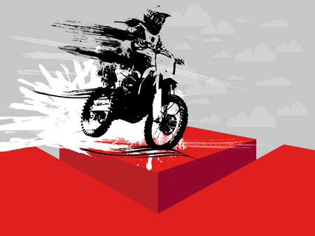 Man riding motorbike, extreme sport racing, vector illustrationのイラスト素材