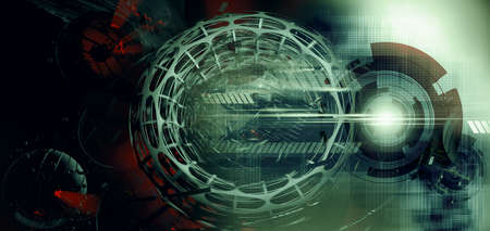 3D illustration of abstract technology digital hi tech concept ready for banner background