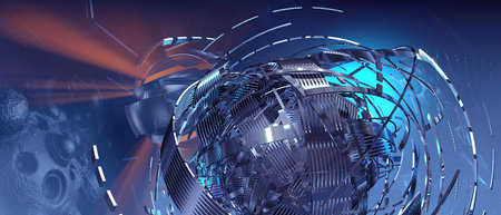 3d illustartion of science technology concept. Communication network