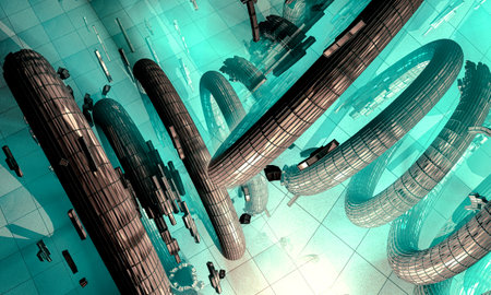 3d illustartion of science technology concept. Communication network