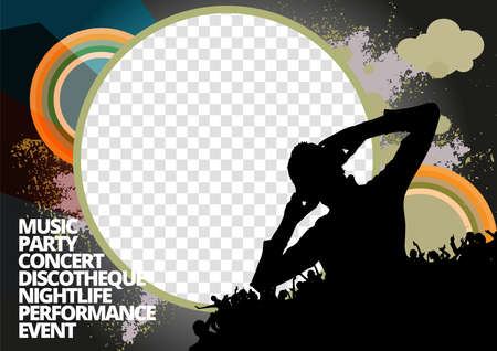 Editable modern template for social media. Promo template for your products. Social media banner with dancing people, vector.のイラスト素材