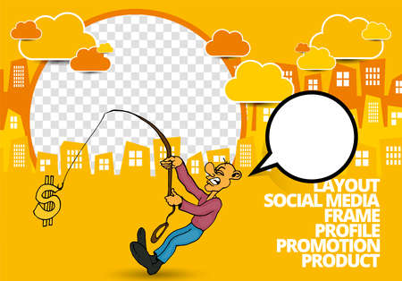 Modern business corporate frame. Creative social media layout with sport people.のイラスト素材