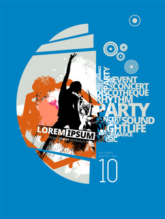 Nightlife and music festival concept. Illustration ready for banner or posterのイラスト素材