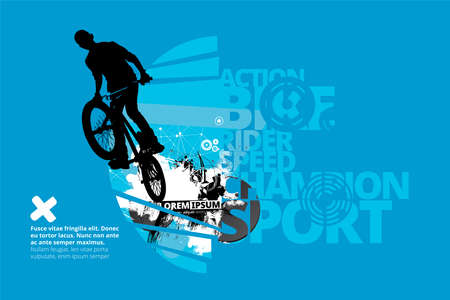 rider on the abstract background, sport vectorのイラスト素材
