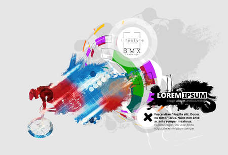 Sport background with active young man for internet banners, social media banners, headers of websites, vector illustrationのイラスト素材