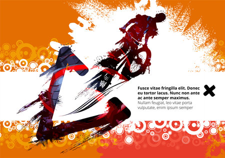 Sport background with active young man for internet banners, social media banners, headers of websites, vector illustrationのイラスト素材
