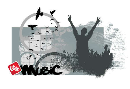 Music event concept for internet banners, social media banners, headers of websites, vector illustrationのイラスト素材