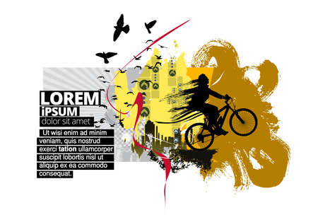 Sport background with active young person for internet banners, social media banners, headers of websites, vector illustrationのイラスト素材