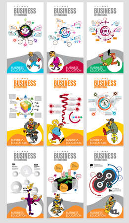 Set of vertical banner templates with cartoon people. Vector graphic illustration.の写真素材