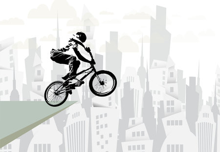 Sport background with active young man for internet banners, social media banners, headers of websites, vector illustrationのイラスト素材