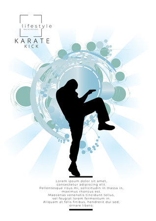 karate, martial arts. High kick, vector illustrationのイラスト素材