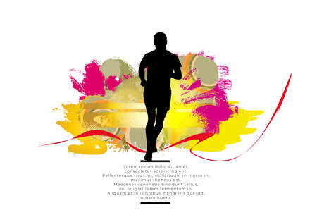 Sport background with active people ready for internet banners, social media banners, headers of websites, vector illustrationのイラスト素材