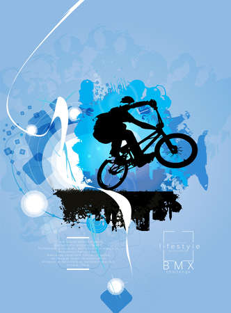 Sport background with active young person for internet banners, social media banners, headers of websites, vector illustrationのイラスト素材