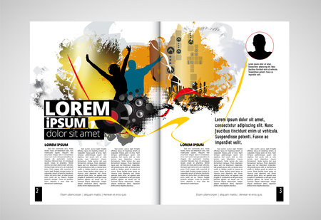 Sports magazine layout. Editable vector illustration. Brochure template.の写真素材
