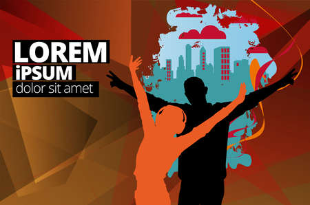 Music event concept for internet banners, social media banners, headers of websites, vector illustrationのイラスト素材