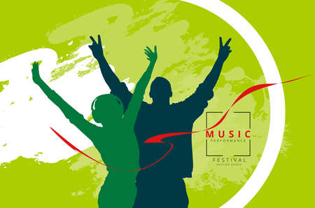 Music event concept for internet banners, social media banners, headers of websites, vector illustrationのイラスト素材