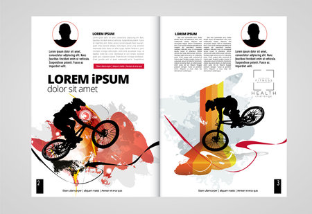Brochure template layout, cover design annual report, magazine, flyer in A4 with colorful background.の写真素材