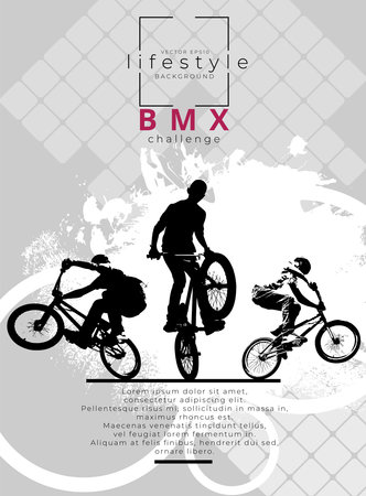 BMX rider, active young person doing tricks on a bicycleのイラスト素材