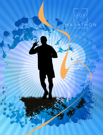 Man jogging to promote good health. Sport background ready for poster or banner, vector.の写真素材