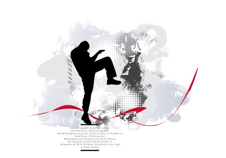 Silhouette of a man in a jump. Vector illustration.の写真素材