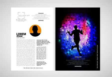 Brochure template layout, cover design annual report, magazine, flyer or booklet in A4 with colorful mosaic backgroundの写真素材
