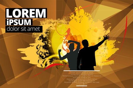 Vector illustration of an abstract music event with a silhouette of dancing peopleの写真素材