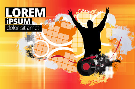 Sport event background with dancing man. Vector illustration for poster or flyerの写真素材