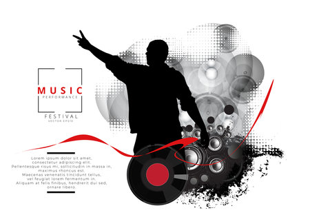 Music event background with dj silhouette. Vector illustration. EPS 10.の写真素材