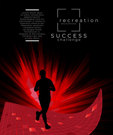Running man on a dark background. Vector illustration for your design.の写真素材